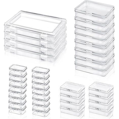 Boîtes en Plastique Transparents Petites avec Couvercle Boîtes de Rangement pour Petits Objets Perles et Bijoux (1/5)