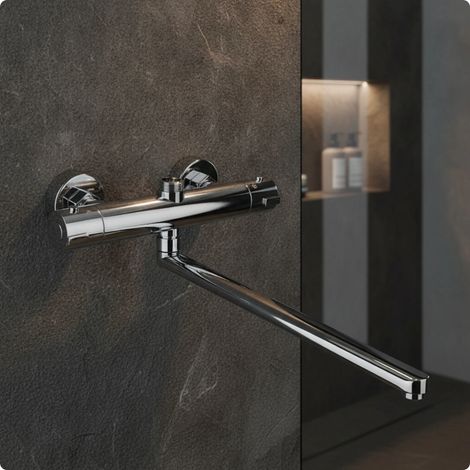 Robinet de baignoire mural (A) : robinet de baignoire mural peu encombrant, durable et idéal pour les propriétaires de salle de bain. (1/5)
