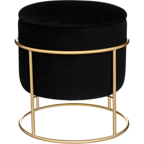 Pouf cassapanca eliane in velluto nero - Atmosphera créateur d'intérieur
