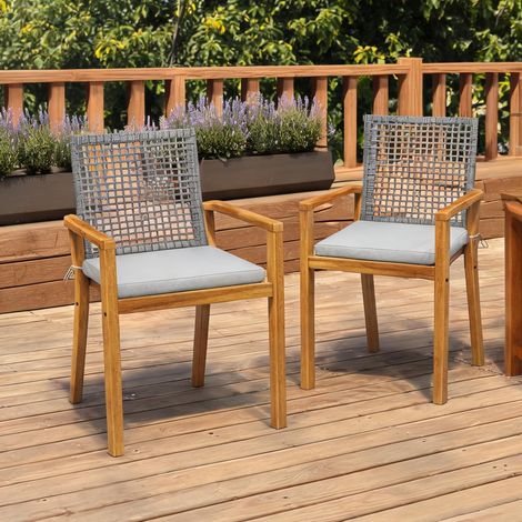 Chaise de jardin en madeira de Acácia Ratan PE 59 x 55 x 86 cm (1/5)