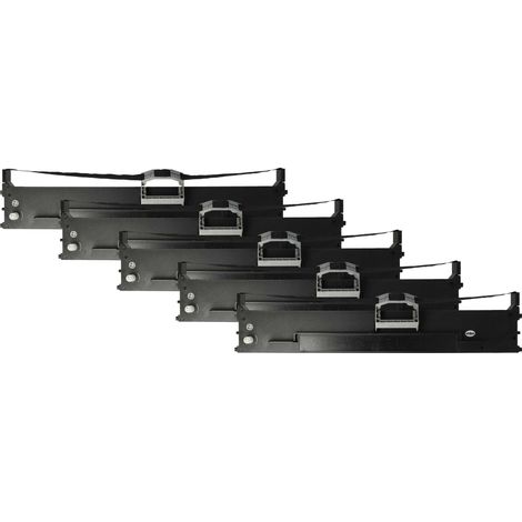 vhbw 5x Ribbon Cartridge Replacement for OKI 43503601 for Dot Matrix, Receipt Printer - Black Ink Ribbon