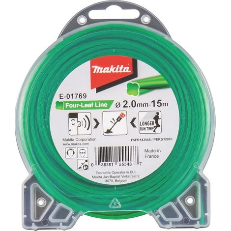 Makita – Fil de tondeuse en nylon torsadé 2 mm – Jusqu'à 20 % d'économie d'énergie – Convient aux environnements sensibles au bruit – E01769 (1/3)