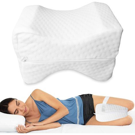 Oreiller de jambe orthopédique: oreiller de genou pour couchettes latérales avec sangle fixe, couvercles en mousse mémoire amovibles, coussin ergonomique pour dormir sur le (1/5)