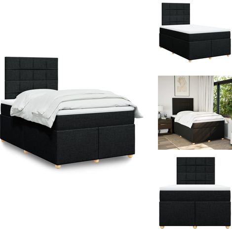 Sommier à lattes de lit avec matelas noir 120x190 cm tissu - Sommier À Lattes De Lit - Sommiers À Lattes De Lit - Lit - Meuble De Chambre À Coucher (1/5)