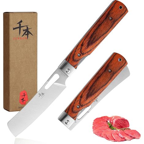 440A Acier Inoxydable Ultra Sharp Pocket Couteau de Chef Pliant Style Japonais Couteau d'office Couleur Manche en Bois Camping Voyage Extérieur Couteau de Cuisine Portable (1/5)