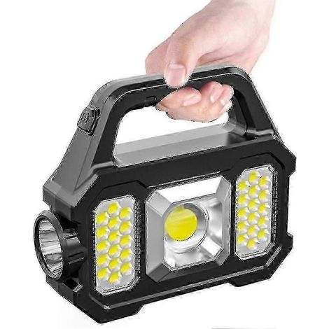 Projecteur multifonction puissant (LED COB) : étanche, rechargeable à l'énergie solaire, idéal pour l'extérieur (1/5)