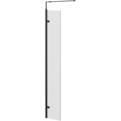 Colore 8mm Clear Glass Gunmetal Grey 1850mm x 300mm Walk In Hinged Return Shower Screen (1/5)