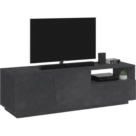 Dmora Mobile da soggiorno Porta TV, Made in Italy, Supporto per TV da salotto a 2 ante e 1 cassetto, cm 150x43h46, colore Grigio Ardesia, con imballo rinforzato