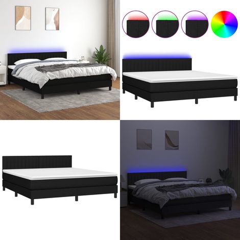 Boxspringbett mit Matratze & LED Schwarz 160x200 cm Stoff - Boxspringbett - Doppelbett - Schlafsystem - Lattenrost - Bettauflage - Home & Living (1/5)