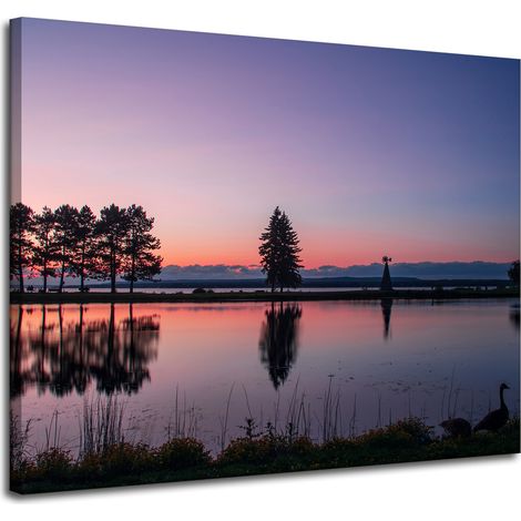 Lienzo impreso "Atardecer sobre el agua" 100x80 cm