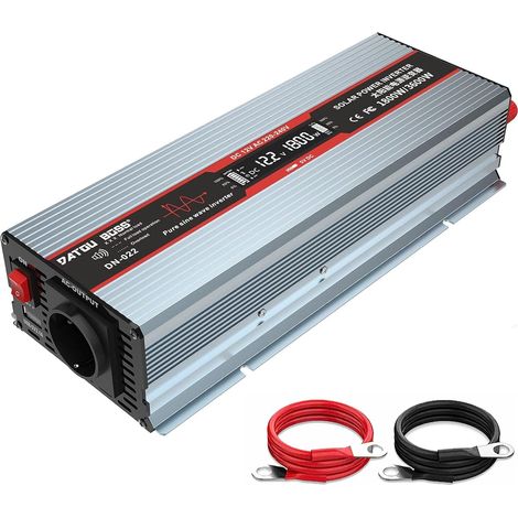Convertisseur 12v 220v Pur Sinus 1800W Onduleur Transformateur Tension Prise EU Courant Alternatif Port USB écran LCD Appareils Ménagers Voiture Caravane Camping Voyage (1/5)