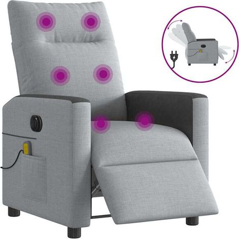 Fauteuil de massage électrique inclinable en tissu gris clair (1/5)