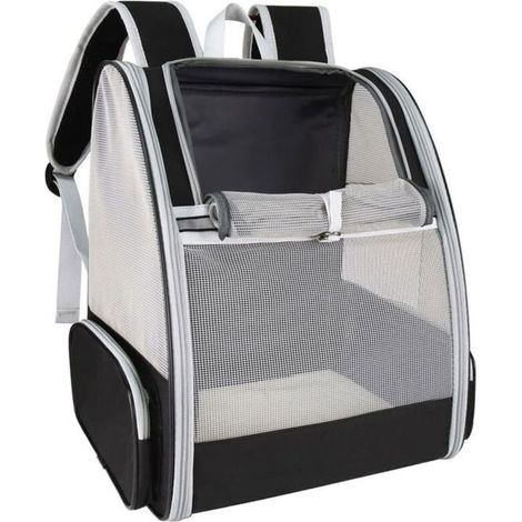 1 sac de transport pour chien et chat, pliable et respirant, noir, adapté aux animaux jusqu'à 10 kg, usage voyage/ville (1/4)