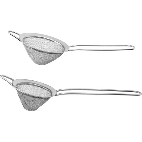 Lot de 2 Passoires à cocktail coniques en acier Inoxydable, 7 cm et 8,5 cm, pour égoutter la nourriture, les cocktails, le thé et bien plus encore