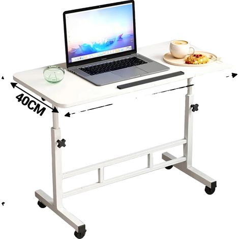 Bureau debout, réglable en hauteur, station de travail mobile, Blanc-60x40cm (1/2)