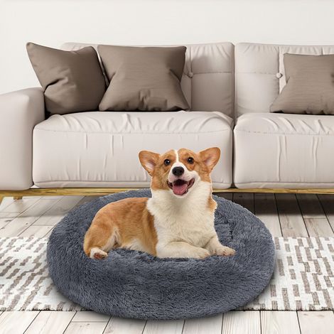Randaco Letto per cani Letto per cani Cuscino per gatti in peluche Con tappetino antiscivolo 100cm Grigio scuro (1/5)