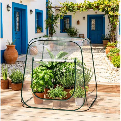 Mini serre pop-up 100x100x97 cm en PVC et métal transparent, gain de place pour jardin FloraGrace (1/5)