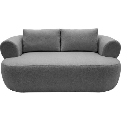 ELLY - Canapé droit tissu chenille 2 places Gris foncé (1/5)