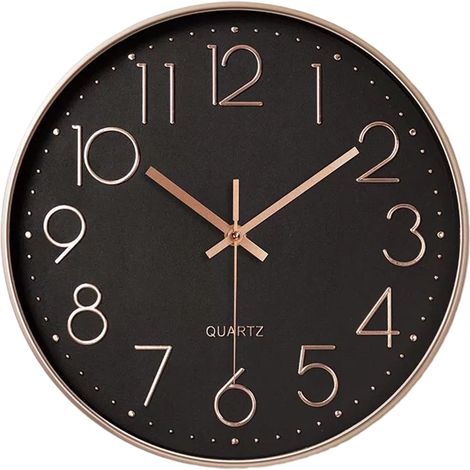 1 Horloge murale, mouvement quartz silencieux, grands chiffres, design or rose, salon chambre bureau (1/5)