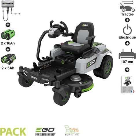 PACK tondeuse à rayon braquage zero 4 batteries 56v chargeur mural coupe 107 cm Ego ZT4201ES (1/5)
