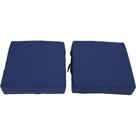 Set di 2 cuscini per sedie da giardino, 48 x 48 x 10 cm, per esterni, ideali per mobili da giardino, divani, con maniglie e cinghie, fodera quadrata lavabile, blu navy -Crezuo