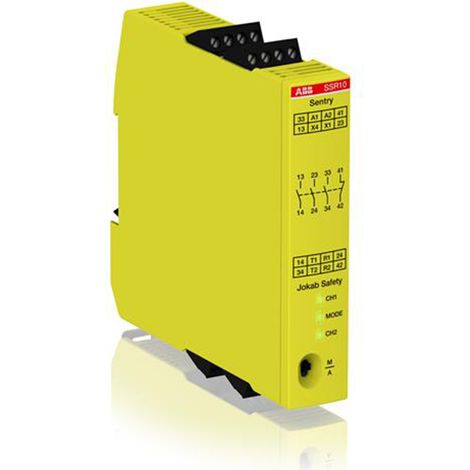 Relais de sécurité ABB Jokab SSR10, 24V c.c., 3 canaux, 4 contacts de sécurité ( Prix pour 1 )