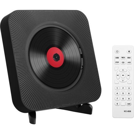 Reproductor de CD portátil de escritorio con Bluetooth – Reproductor de CD de música Kpop con dos altavoces HiFi integrados, reproductor de CD multifuncional para montaje en pared con control remoto (
