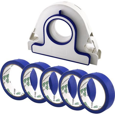 Versiegelungswerkzeug + 6 Rollen blaues Klebeband. Werkzeug für Dichtungsband, Abklebebandmaschine. (1/5)