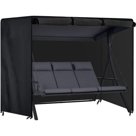 Housse de balancelle 3-4 places, imperméable, résistante, Oxford 600D, protection extérieure, 250x150x160cm, noir (1/5)