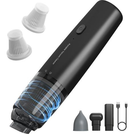Aspirateur de voiture portable : Nettoyeur portatif sans fil avec filtre HEPA et 2 modes d’aspiration pour la maison, le bureau, les poils d’animaux, les claviers de bureau. (1/5)