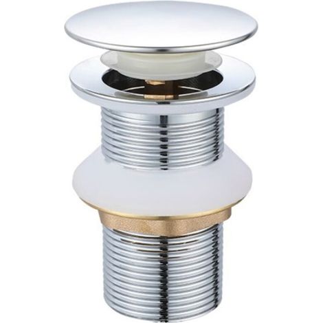 Bonde de Lavabo Pop-up sans Trop-plein, Vidage Clapet Push Open Pour Lavabo en Laiton, Chromé (1/3)