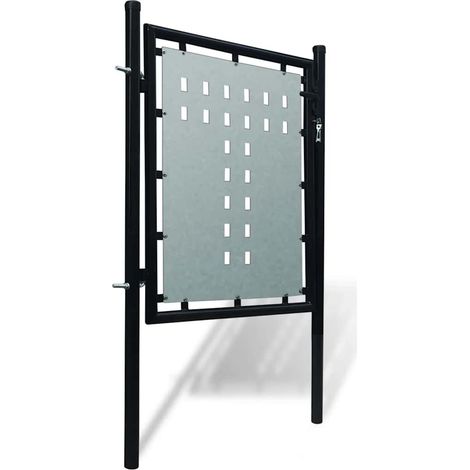 vidaXL Puerta de valla individual negra de 100 x 75 cm (1/2)