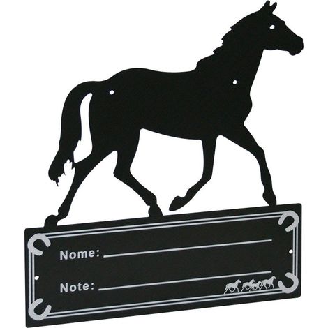 Plaque métallique avec l'inscription du cheval en italien