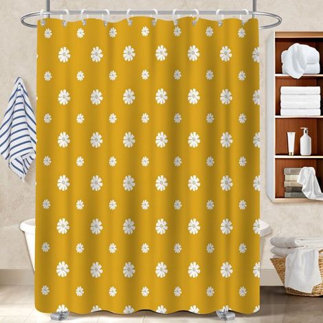 Rideau de bain en polyester 180x180 bordure lestée cache baignoire pour votre chalet à la montagne (1/5)