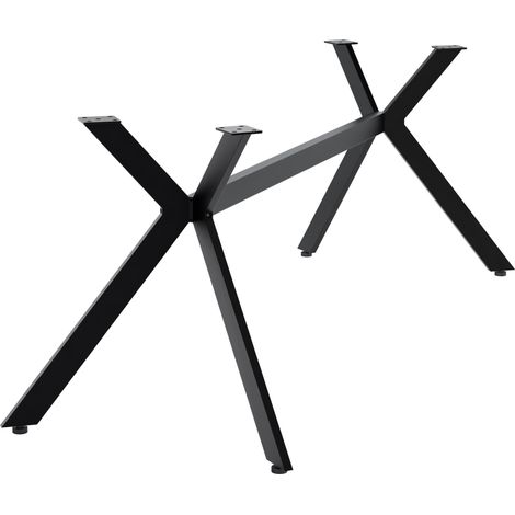 CLP – Pieds de table en métal noir – Design industriel en X – Support jusqu'à 120 kg – Montage facile avec embouts de protection