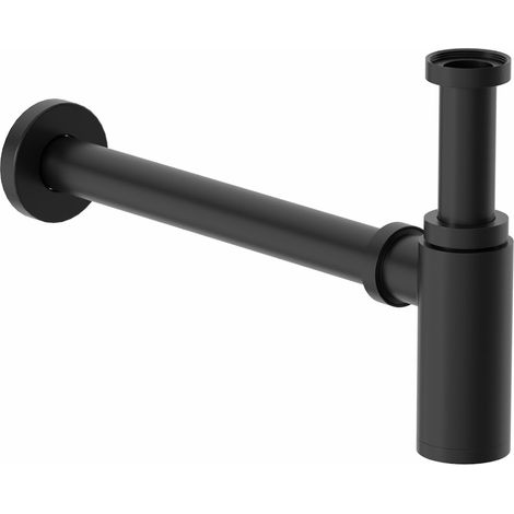 Round Bottle Trap Waste for Wash Basin Sink Bathroom Black 1 1/4" Modern (1/3)