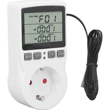 Temperaturreglerbuchse, LCD-Anzeige, ABS-Gehäuse, elektronischer Thermostatregler, 100–250 V, 50/60 Hz, EU-Stecker, 16 A, 3680 W (1/5)