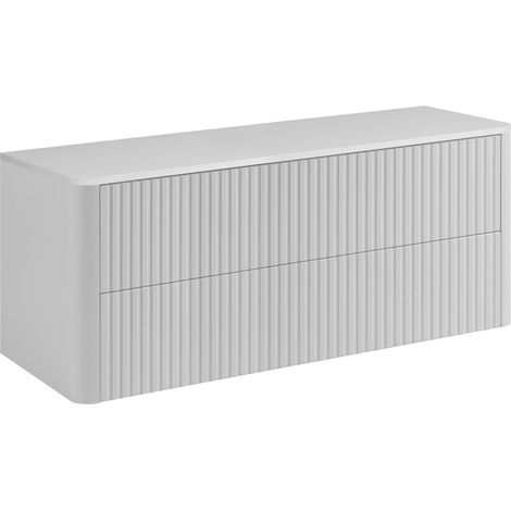 Meuble sous vasque 120 cm, blanc, plan blanc (1/5)