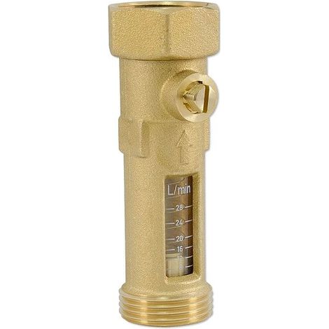 Durchflussmengenbegrenzer für Heizung und Solar - 1'' AG x 1'' IG mit Überwurfmutter flachdichtend - Anzeige 8 bis 28 l/min - max.