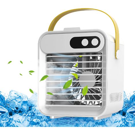 Tischventilator mit Sprühfunktion, Handyhalterung, Spiegel und 2400-mAh-Akku – 3 Geschwindigkeitsstufen, 180-ml-Wassertank, USB-Anschluss – Weiß oder Grün