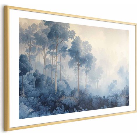 Poster – Ein Wald in nebligen Blautönen (1/4)