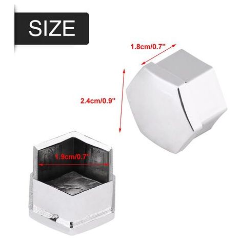 RHG Lot de 20 cache-écrous de roue chromés universels de 19 mm avec outil de démontage (1/5)