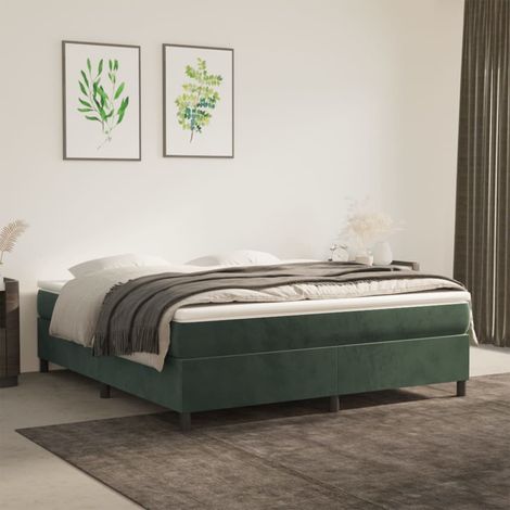 vidaXL Giroletto a Molle con Materasso Verde Scuro 180x200 cm Velluto