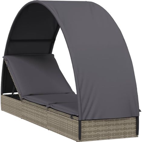 Maison Exclusive - Lettino con Tetto Rotondo Grigio 211x57x140 cm Polyrattan