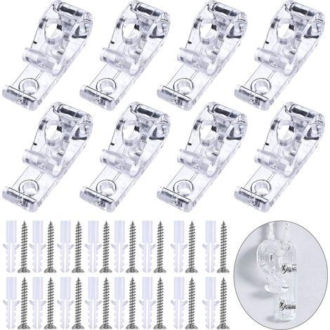 Lntyq 8 pcs Stores Romains P Clip Rideau à Rouleau Transparents Enfants Sécurité P Clip avec 16 Vis + 16 Piliers en Plastique pour Maison Vertical Store à Billes Chaîne
