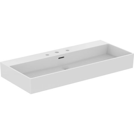 Lavabo EXTRA 1000x450x150mm bianco con rubinetteria IdealPlus 3 fori, con troppopieno IDEAL STANDARD