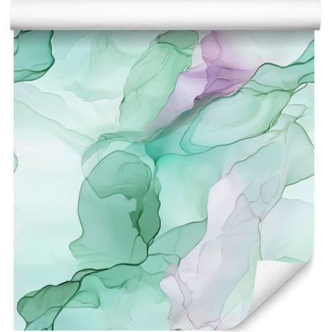 Papier peint à motifs menthe, blanc et vert d'eau pour salon et chambre, 50 x 1000 cm (1/5)