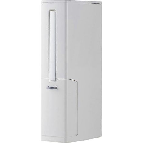Poubelle de salle de bain, brosse de toilette, petite poubelle, poubelle en plastique ultra-mince avec couvercle, blanche (1/5)