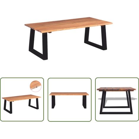 The Living Store Couchtisch Massivholz Akazie 110x60x40 cm - Industrielles Möbelstück - Couchtisch - Esszimmertisch - Holzmöbel - Akzidenzholzttisch (1/5)