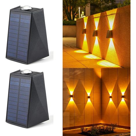 Applique solaire d'extérieur, éclairage direct et indirect, éclairage de terrasse, étanchéité IP65, 8 heures d'autonomie, lumière jaune 4 500 K (1/5)